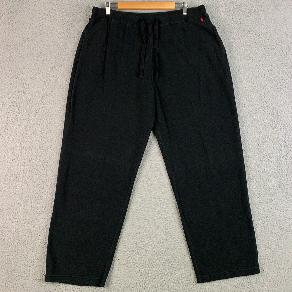 Polo Ralph Lauren Pants Mens XL Black Waffle Knit Thermal Pony Sleepwear Lounge